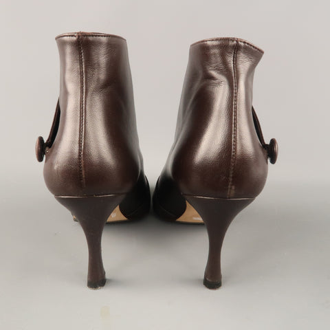 MANOLO BLAHNIK Talla 8.5 Botines Diaz de cuero marrón 