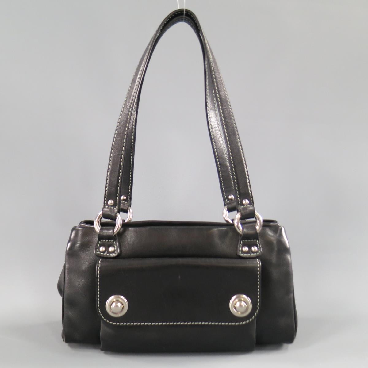 Vintage MARC JACOBS Black Leather Contrast Stitch Triple Zip