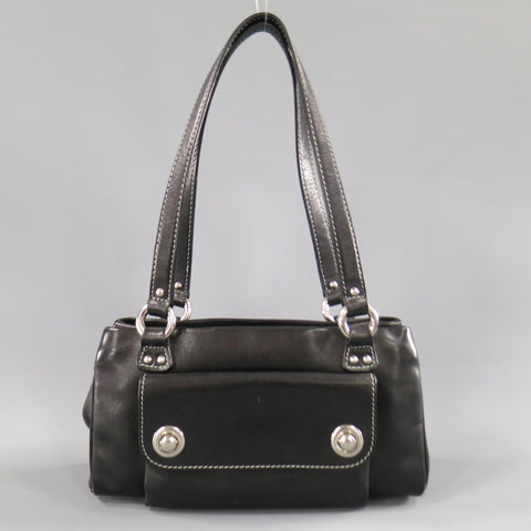 Vintage MARC JACOBS Black Leather Contrast Stitch Triple Zip Shoulder Bag