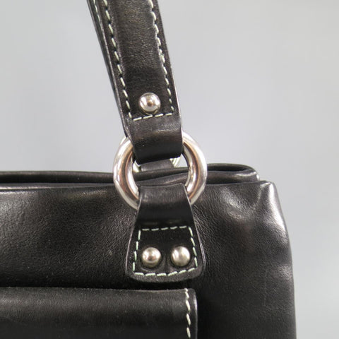 Vintage MARC JACOBS Black Leather Contrast Stitch Triple Zip Shoulder Bag