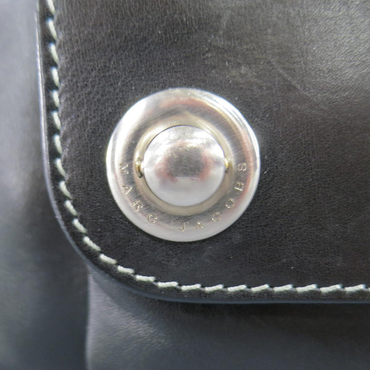 Vintage MARC JACOBS Black Leather Contrast Stitch Triple Zip Shoulder Bag