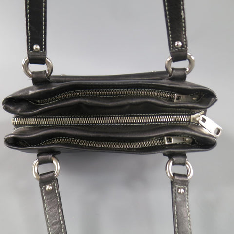 Vintage MARC JACOBS Black Leather Contrast Stitch Triple Zip Shoulder Bag