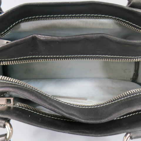 Vintage MARC JACOBS Black Leather Contrast Stitch Triple Zip Shoulder Bag