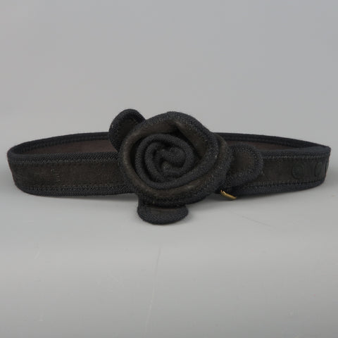 MARC JACOBS Black M Suede Adjustable Snap Rose Belt