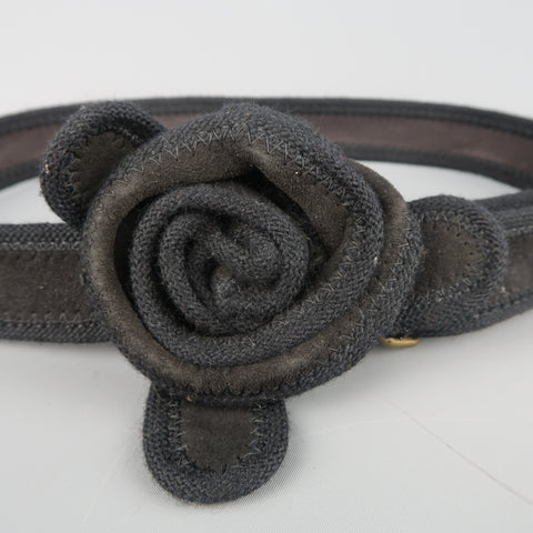 MARC JACOBS Black M Suede Adjustable Snap Rose Belt