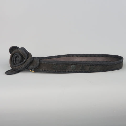 MARC JACOBS Black M Suede Adjustable Snap Rose Belt