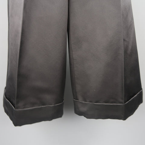 MARC JACOBS Size 6 Black Silk Wide Leg Pleated Culottes Pants