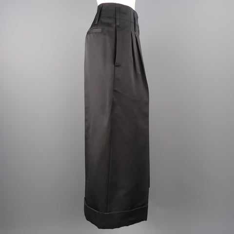 MARC JACOBS Size 6 Black Silk Wide Leg Pleated Culottes Pants