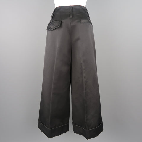 MARC JACOBS Size 6 Black Silk Wide Leg Pleated Culottes Pants