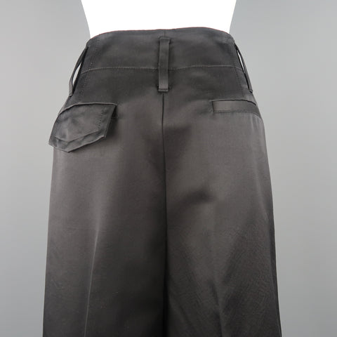 MARC JACOBS Size 6 Black Silk Wide Leg Pleated Culottes Pants