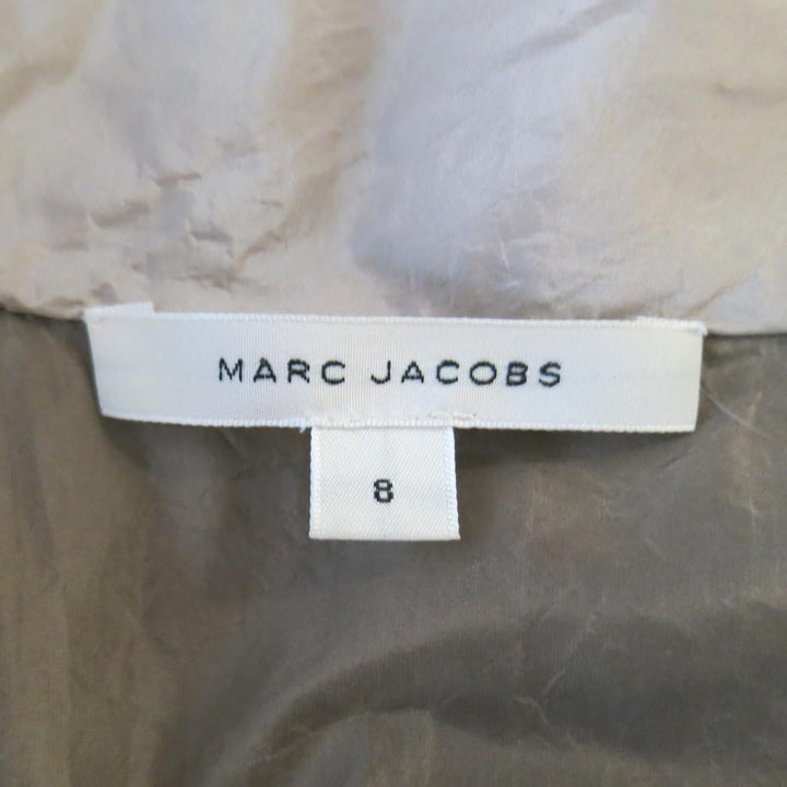 MARC JACOBS Size 8 Taupe & Beige Silk Balloon Sleeve Bow Blouse