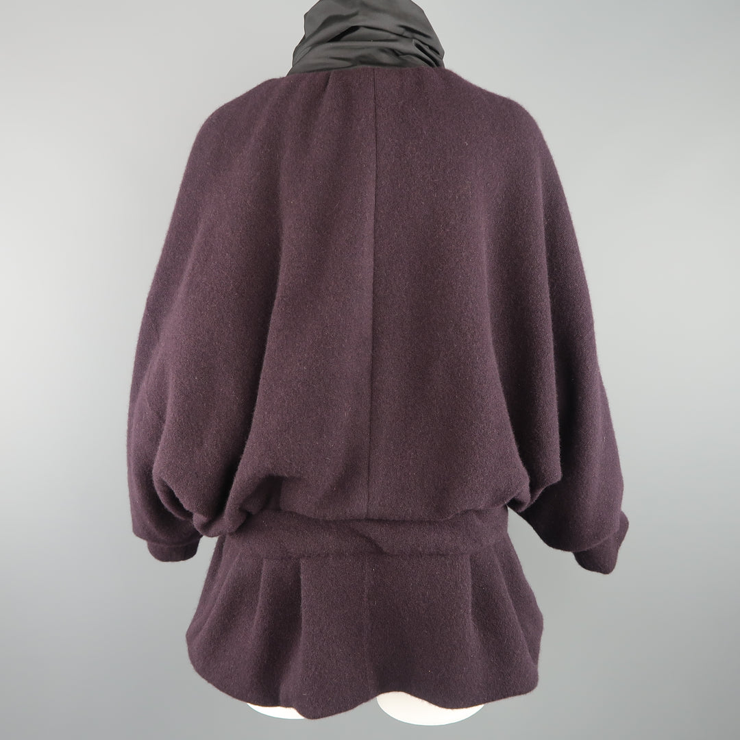 MARC JACOBS Size M Eggplant Purple Cashmere Taffeta Sash Collar Jacket