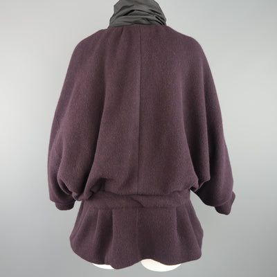 MARC JACOBS Size M Eggplant Purple Cashmere Taffeta Sash Collar Jacket