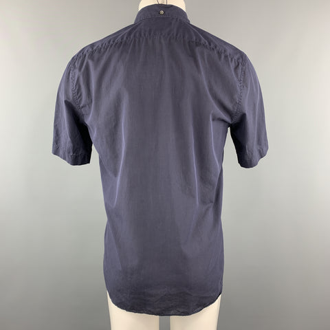 MARC JACOBS Size S Navy Stripe Cotton Button Down Short Sleeve Shirt