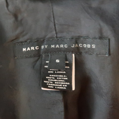 MARC by MARC JACOBS Chest Size S Black Solid Cotton Notch Lapel Jacket