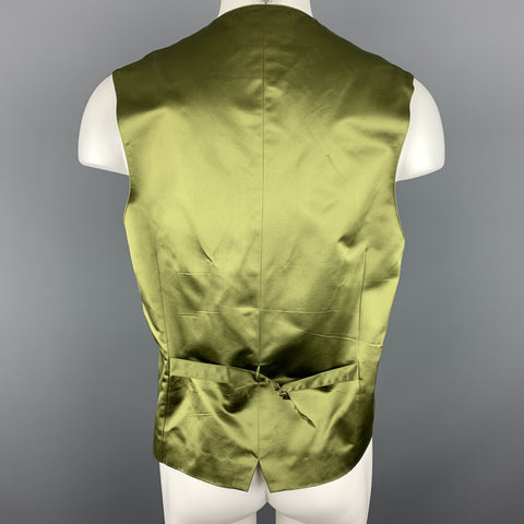 MARGUERITE 42 Olive Print Silk Buttoned Vest / Waistcoat