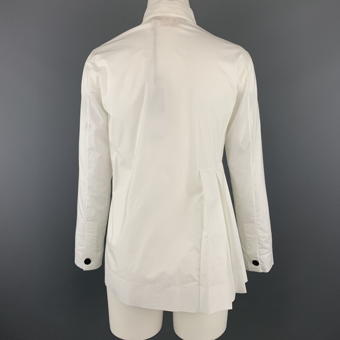MARNI Size 2 White Cotton Pleated Asymmetrical Blouse