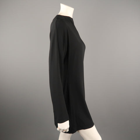 MARNI Size 4 Black Stretch Cream High Neck Long Sleeve Shift Dress