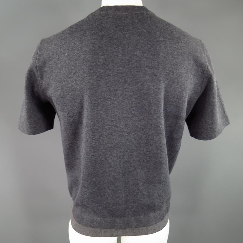 MARNI Size L Dark Gray Cotton Short Sleeve Pullover