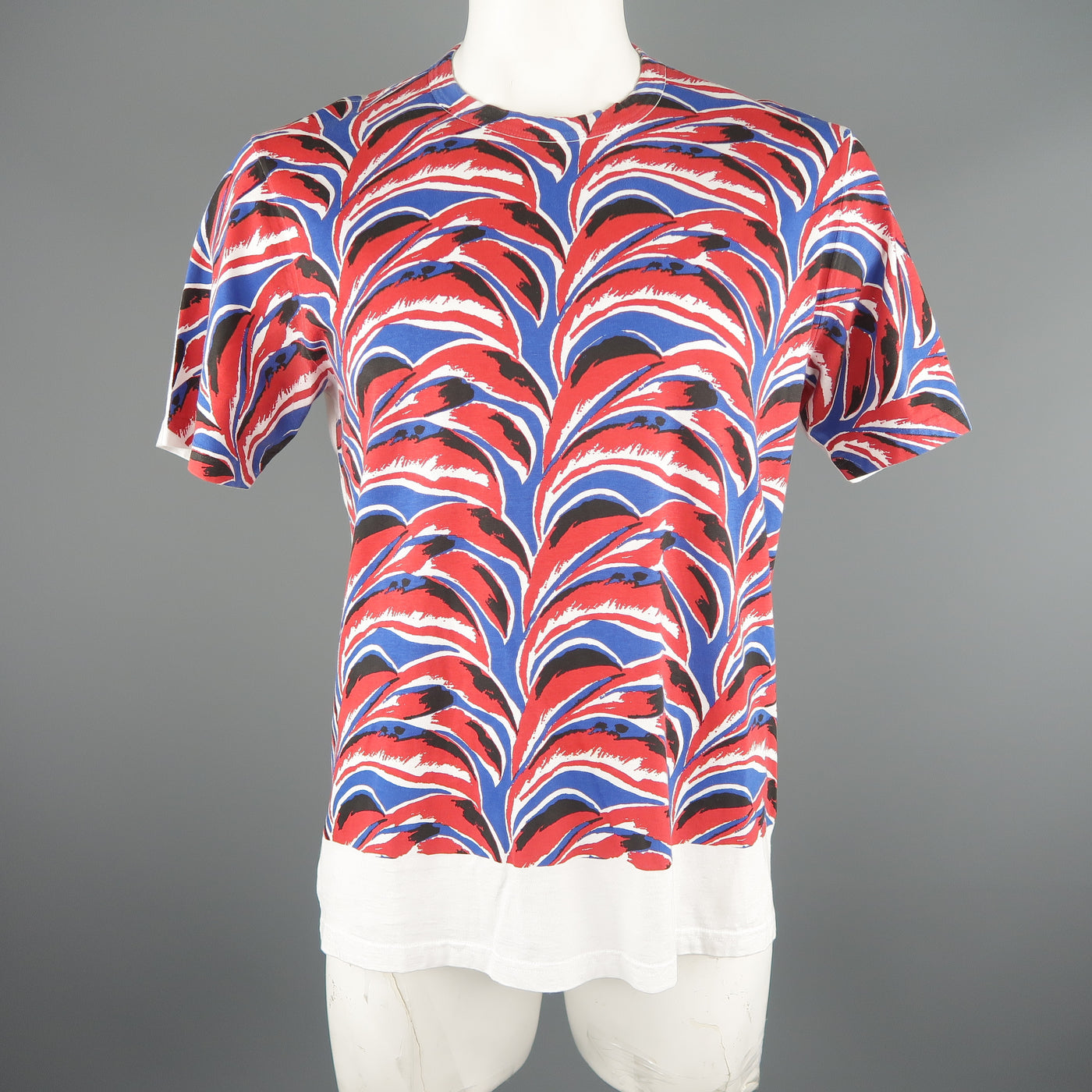 MARNI Size L Red & Blue Print Cotton T-shirt