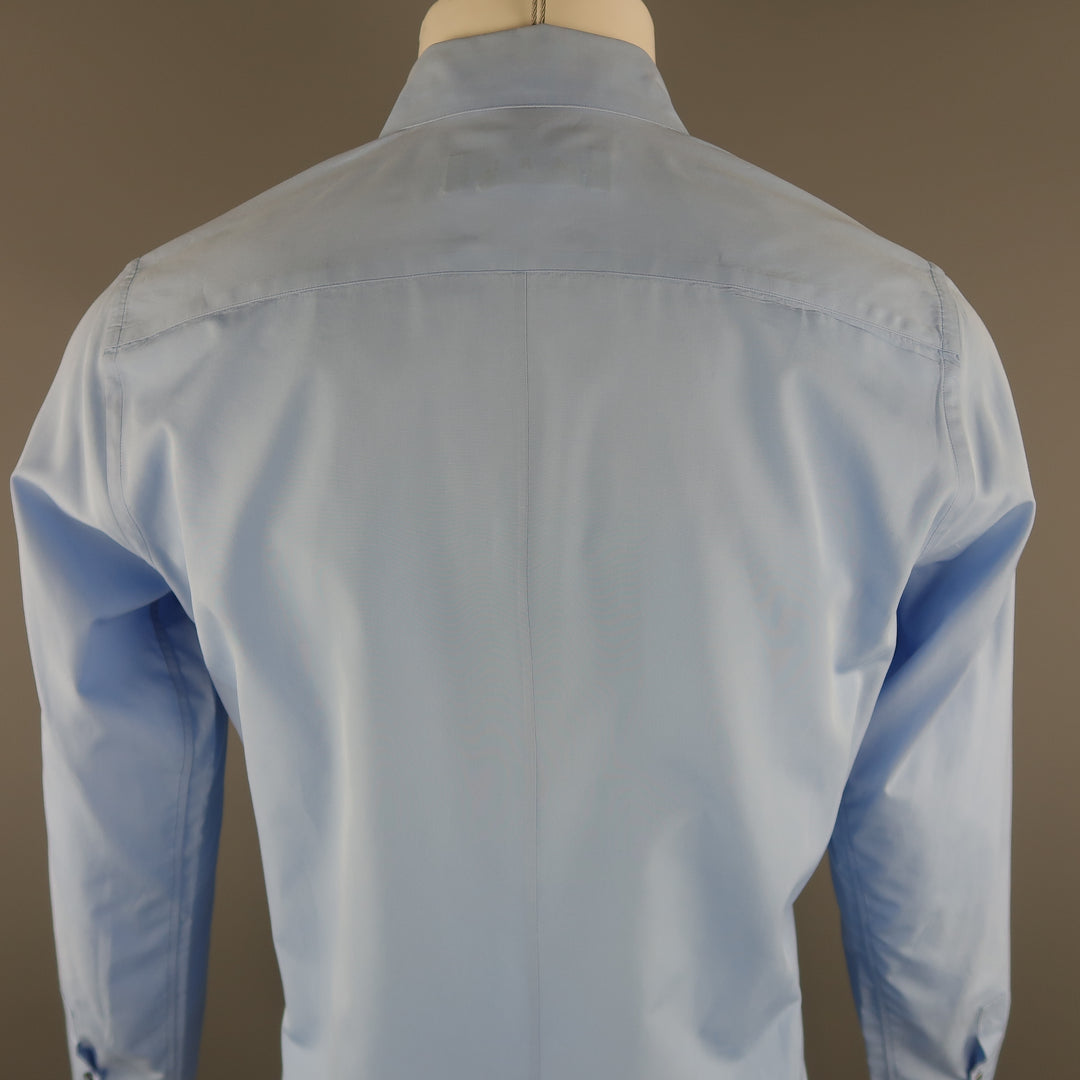 MARNI Size S Light Blue Solid Cotton Long Sleeve Shirt