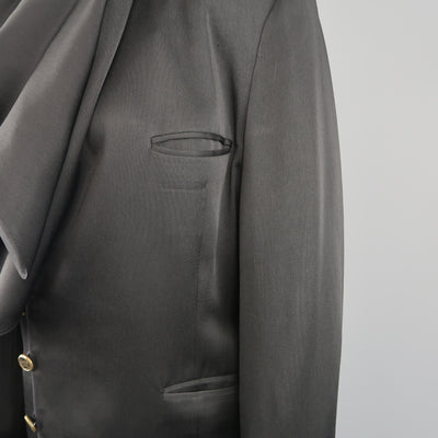 MATSUDA Size M Black Satin Draped Collar Double Breasted Jacket