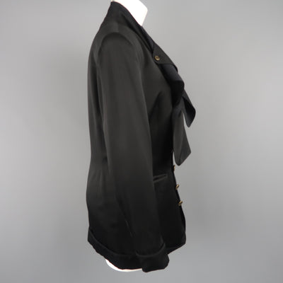 MATSUDA Size M Black Satin Draped Collar Double Breasted Jacket