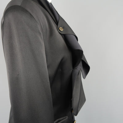 MATSUDA Size M Black Satin Draped Collar Double Breasted Jacket