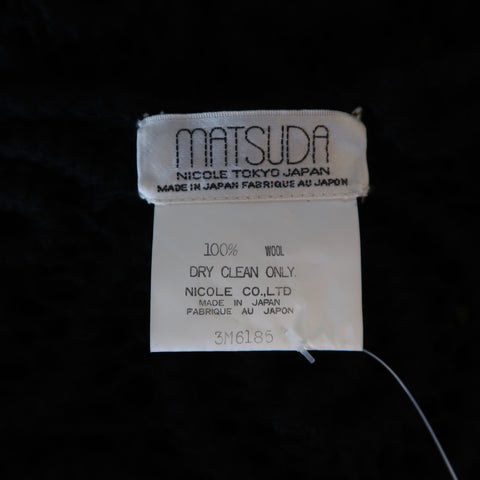 MATSUDA Size M Black Wool Crochet Fringe Cardigan