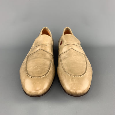 MAURO VOLPONI Size 8 Taupe Solid Leather Slip On Loafers