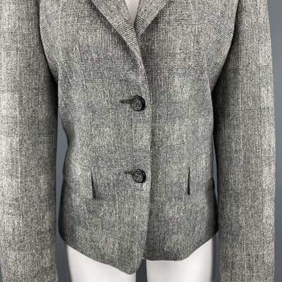 MAX MARA Size 10 Grey Glenplaid Virgin Wool Cashmere Blazer