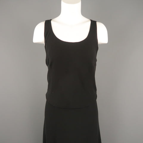 MAX MARA Size 12 Black Silk Layered Sleeveless Maxi Dress