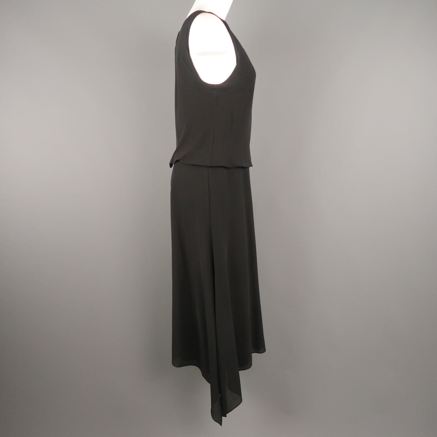 MAX MARA Size 12 Black Silk Layered Sleeveless Maxi Dress