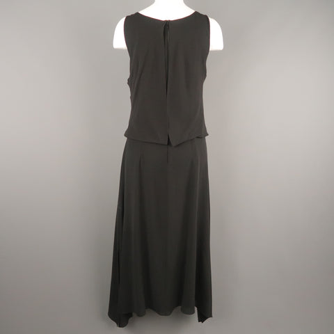 MAX MARA Size 12 Black Silk Layered Sleeveless Maxi Dress