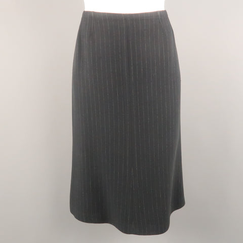 MAX MARA Size 8 Navy Pinstripe Wrapped Blazer Skirt Suit
