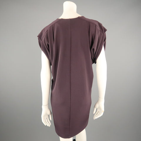 MAX MARA Size S Purple Textured Pleated Shoulder Shift Dress