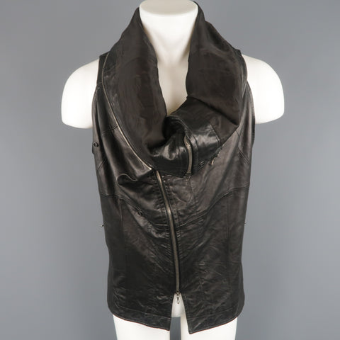 MA JULIUS Otoño 2010 - Talla M / JP 2 Chaleco con cuello drapeado de piel de cordero negro
