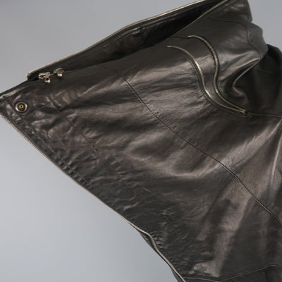 MA JULIUS Fall 2010 - Size M / JP 2 Black Lamb Skin Leather Draped Collar Vest