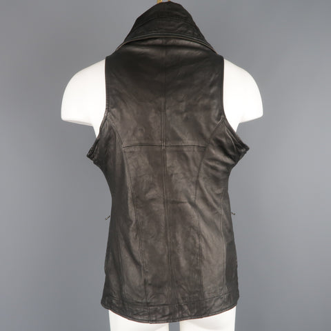 MA JULIUS Fall 2010 - Size M / JP 2 Black Lamb Skin Leather Draped Collar Vest