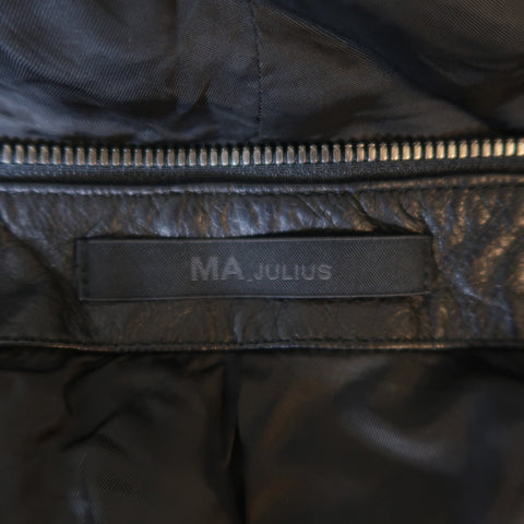 MA JULIUS Fall 2010 - Size M / JP 2 Black Lamb Skin Leather Draped Collar Vest