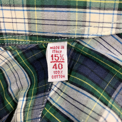 MICHAEL BASTIAN Size M Navy & White Plaid Cotton Button Up Long Sleeve Shirt