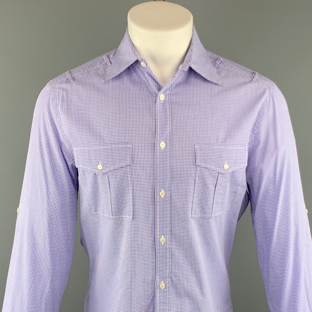 MICHAEL BASTIAN Size M Purple Checkered Cotton Button Up Long Sleeve Shirt