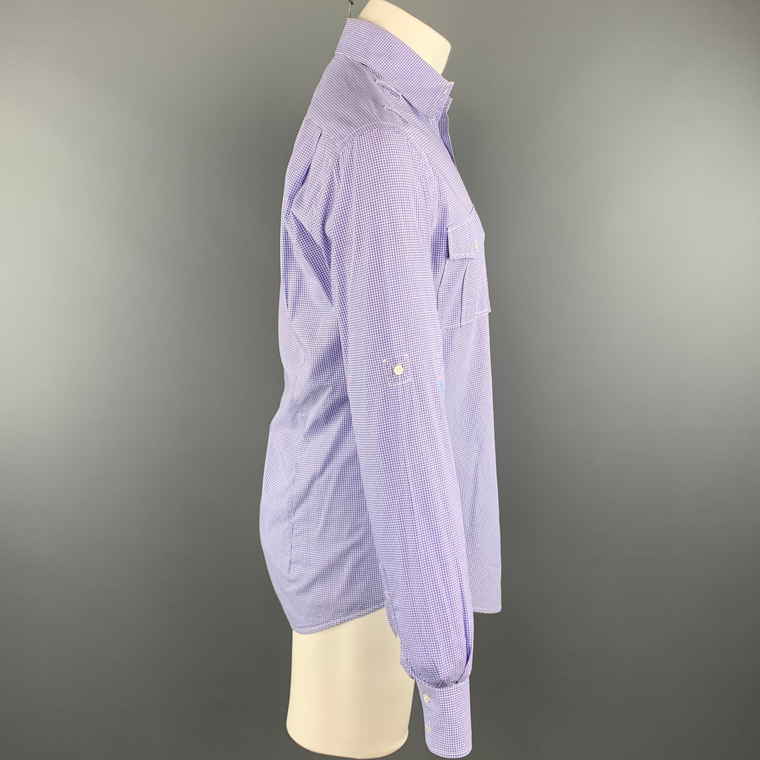MICHAEL BASTIAN Size M Purple Checkered Cotton Button Up Long Sleeve Shirt