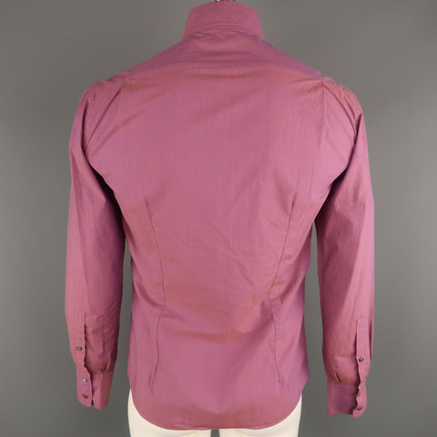 MICHAEL BASTIAN Size S Magenta Solid Cotton Button Up Long Sleeve Shirt