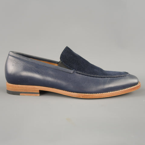 MILLBURN CO. Size 7.5 Navy Leather & Suede Apron Toe Loafers