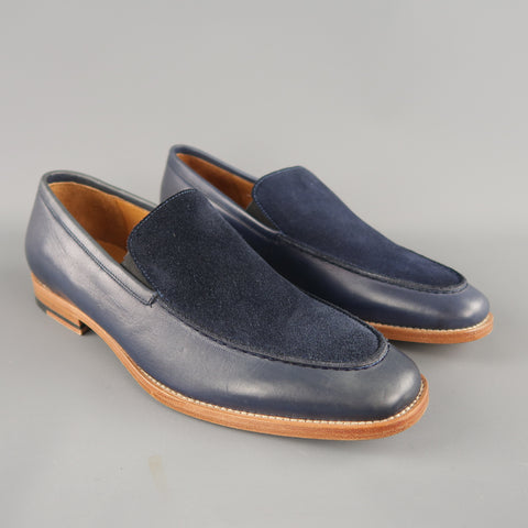 MILLBURN CO. Size 7.5 Navy Leather & Suede Apron Toe Loafers
