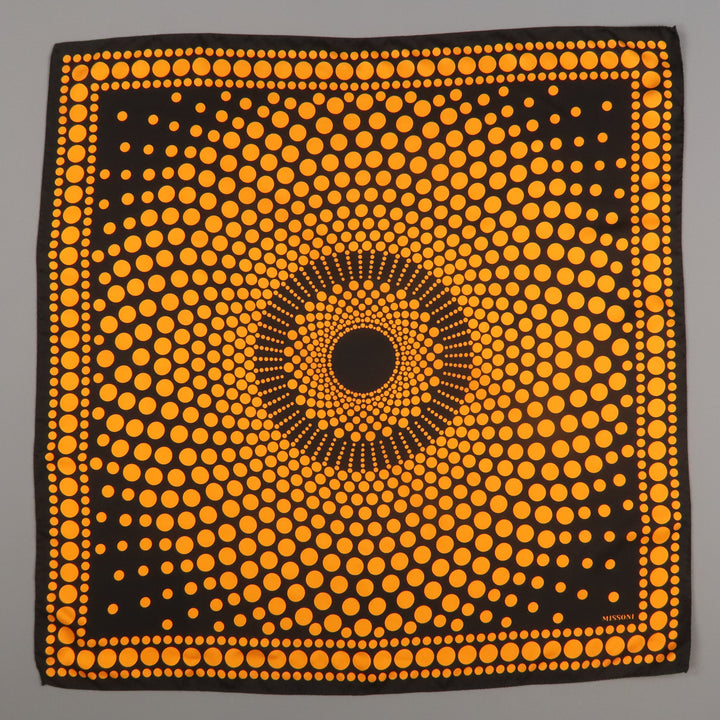 MISSONI Black & Orange Silk Spotted Print Scarf