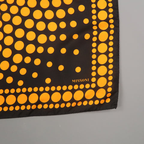 MISSONI Black & Orange Silk Spotted Print Scarf