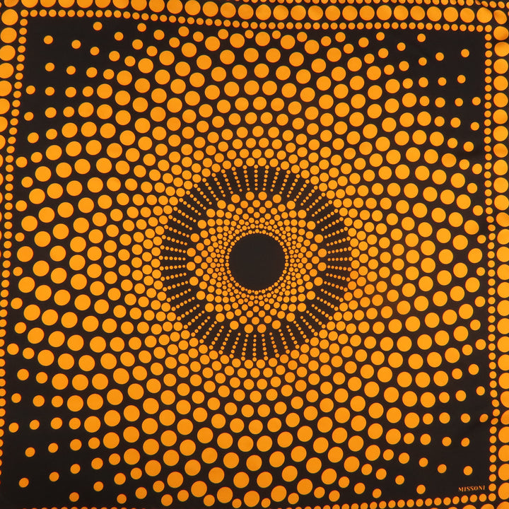MISSONI Black & Orange Silk Spotted Print Scarf