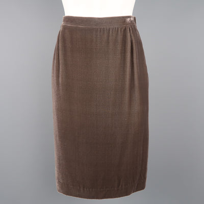 MISSONI Size 6 Taupe Silk Blend Velvet Pencil  Skirt